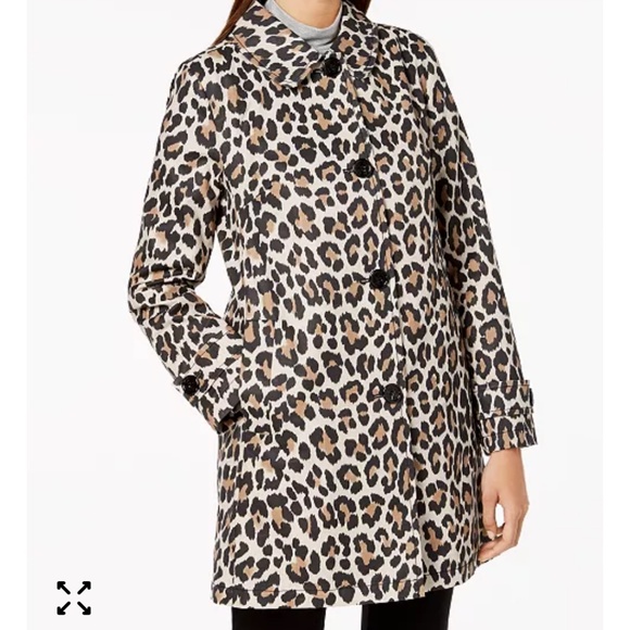 kate spade Jackets & Blazers - Kate Spade Cotton Blend Leopard Print A-line Coat Women's Size Small Button Up